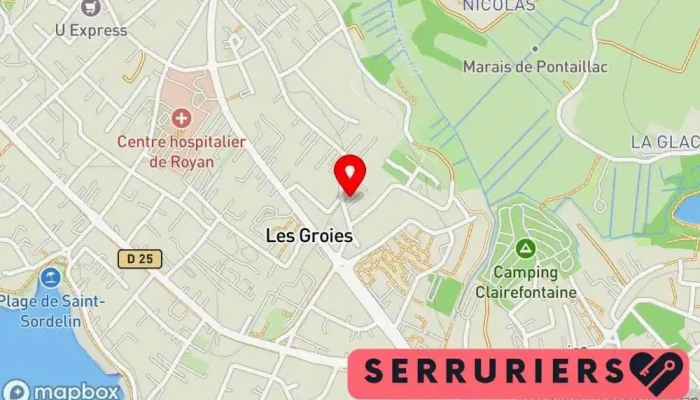 carte de Abc Atlantique Bâtiment Dépannage Service de serrurerie d'urgence, Vitrerie - miroiterie, Atelier de réparation du verre, Serrurier, Plombier à Vaux-sur-Mer