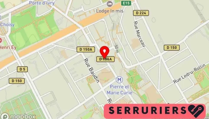 carte de Art Serrurerie Serrurier, Service de serrurerie d'urgence, Service de reproduction de clés, Boutique de serrurerie à Ivry-sur-Seine