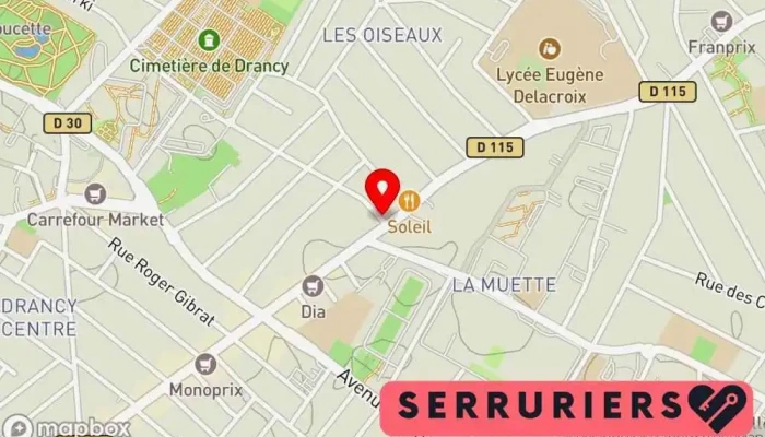 carte de As Serrurerie Serrurier, Service de serrurerie d'urgence, Service de reproduction de clés à Drancy