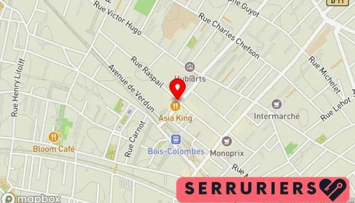 carte de PARE ATTACK SECURITE Serrurier, Service de serrurerie d'urgence à Bois-Colombes
