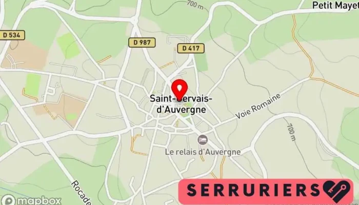 Saint -  Gervais Dauvergne Carte - Saint-gervais-d'auvergne